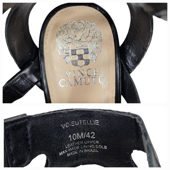 Vince Camuto 10M Chunky Heeled Sandals Womens Sutellie Black Strappy Y2K 90s 4" - Picture 10 of 12